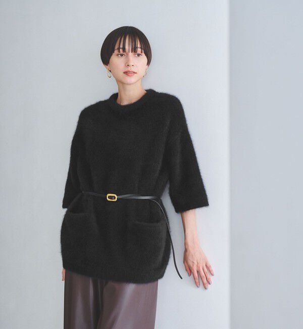 UNITED ARROWS「フォックスカシミヤ オーバーミドル プルオーバー」|ニット・セーター|BLACK