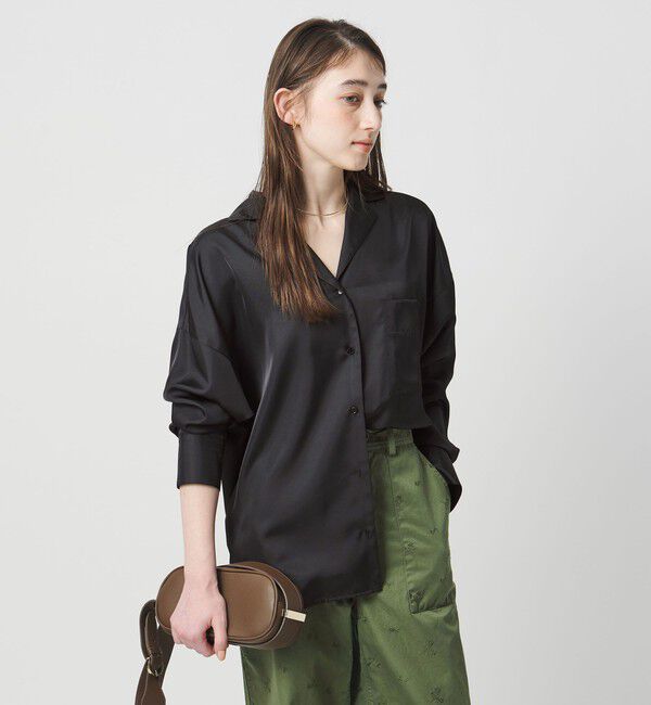 UNITED ARROWS「シルクライク オープンカラー シャツ」|シャツ・ブラウス|