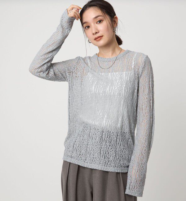UNITED ARROWS green label relaxing「【WEB限定】＜at ease＞レース プルオーバー カットソー」|Tシャツ・カットソー|MD.GRAY