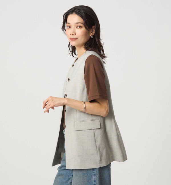 UNITED ARROWS green label relaxing「パウダリー ノーカラー ジレ」|ベスト・ジレ|