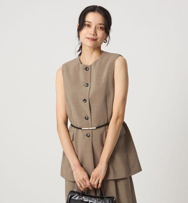 UNITED ARROWS green label relaxing「パウダリー ノーカラー ジレ」|ベスト・ジレ|