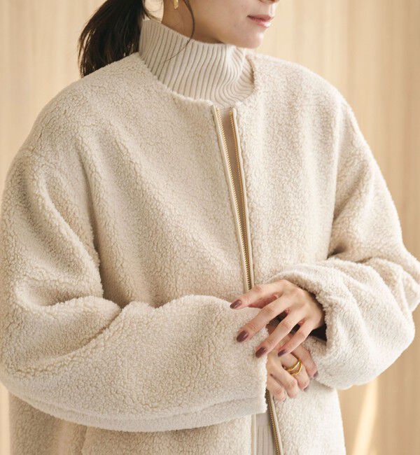 UNITED ARROWS green label relaxing「［size SHORTあり］ボア ノーカラー ブルゾン」|ブルゾン・スタジャン|