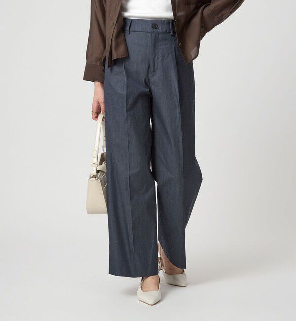 UNITED ARROWS green label relaxing「［size SHORT/TALLあり］キチントボトムス カバー ワイド パンツ シャンブレー」|スラックス|