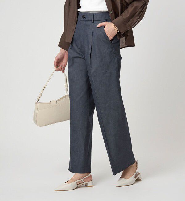 UNITED ARROWS green label relaxing「［size SHORT/TALLあり］キチントボトムス カバー ワイド パンツ シャンブレー」|スラックス|