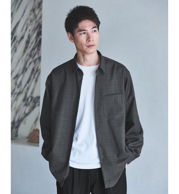 UNITED ARROWS green label relaxing「ウォッシャブル チェック ジャストルーズ シャツ」|シャツ・ブラウス|DK.GRAY