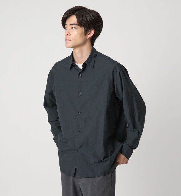 UNITED ARROWS green label relaxing「ナイロン コットン スクエア シャツ」|シャツ・ブラウス|DK.GREEN