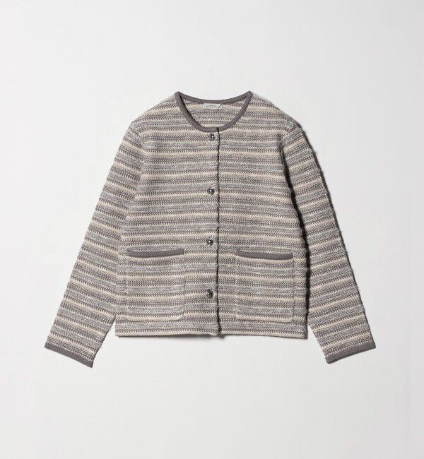 UNITED ARROWS green label relaxing「ミックスツイードライク ノーカラー ニット カーディガン」|カーディガン|