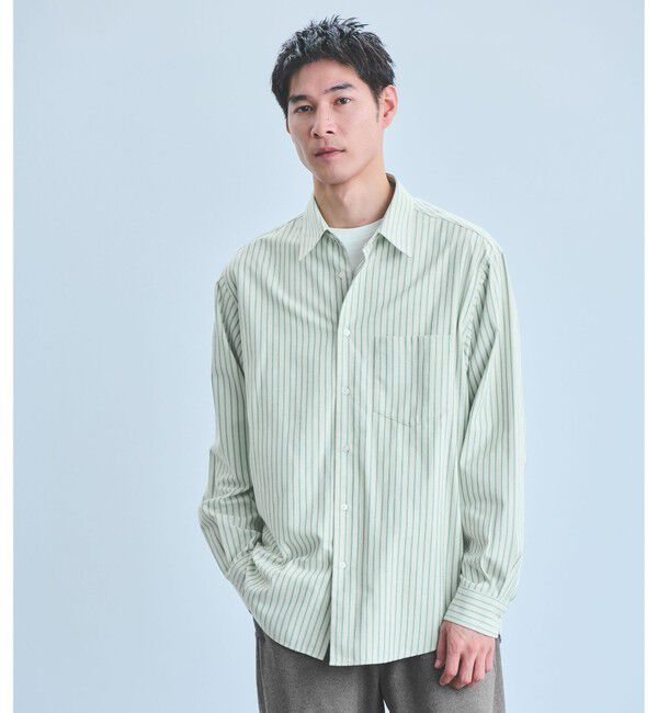 UNITED ARROWS green label relaxing「TRフラノ パターン ジャストルーズ レギュラーカラー シャツ」|シャツ・ブラウス|LT.GRAY