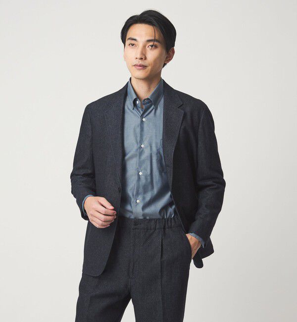 UNITED ARROWS green label relaxing「エブリット Cブラッシュド ヘリンボーン スナップ ボタンダウン シャツ -イージーアイロン・抗菌-」|シャツ・ブラウス|