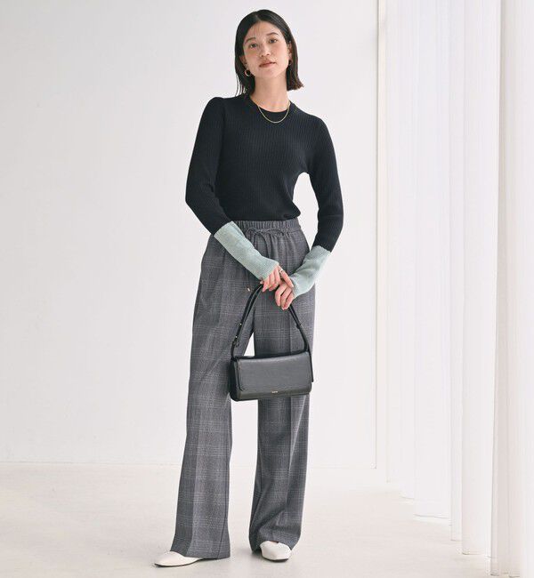 UNITED ARROWS green label relaxing「【WEB限定】＜at ease＞バイカラー クルーネック プルオーバー ニット」|ニット・セーター|