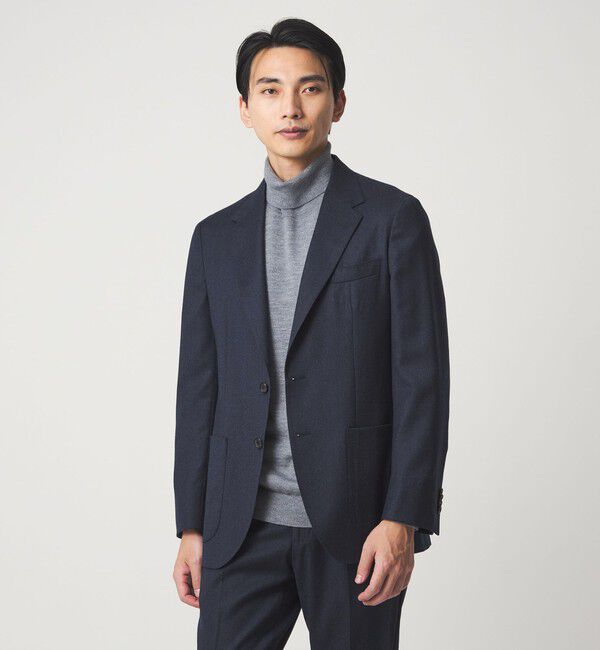 UNITED ARROWS green label relaxing「GLR CLOTH フラノ無地 2B RG ジャケット -ストレッチ-」|テーラードジャケット|NAVY