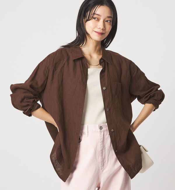 UNITED ARROWS green label relaxing「【結論シリーズ】リネン2WAYシャツ［size SHORTあり］」|シャツ・ブラウス|MD.BROWN