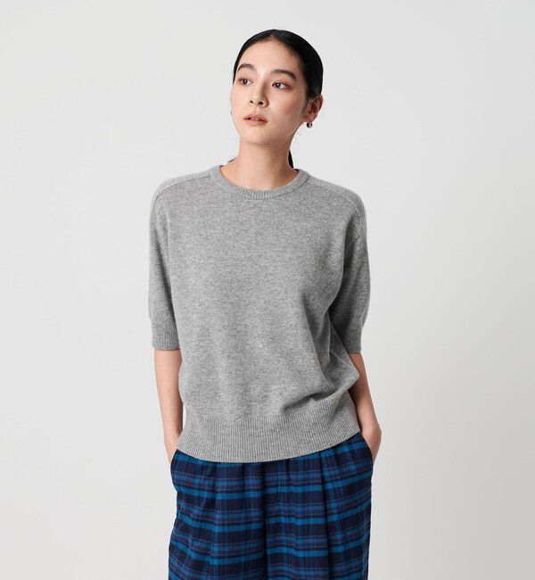 BEAUTY&YOUTH UNITED ARROWS「カシミヤ クルーネック ショートスリーブニット」|ニット・セーター|LT.GRAY