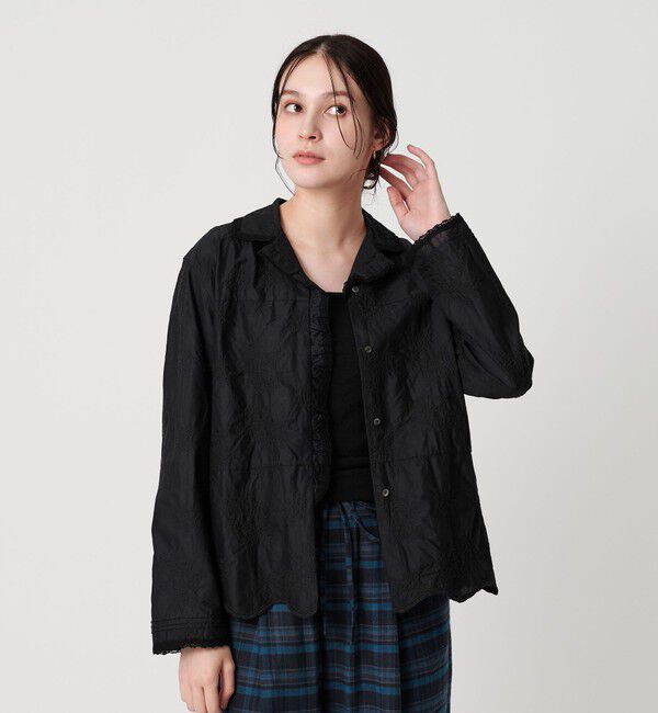 BEAUTY&YOUTH UNITED ARROWS「エンブロイダリー オープンカラーシャツ」|シャツ・ブラウス|BLACK