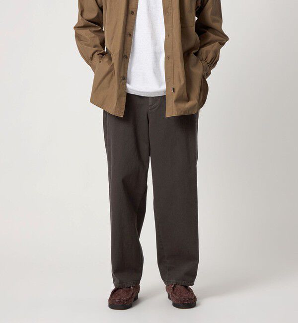 STEVEN ALAN「＜Steven Alan＞ ツイル ガーメントダイ アーミー ノープリーツ トラウザーズ」|チノ|DK.BROWN