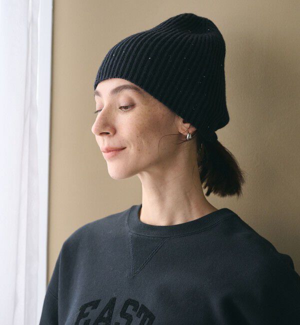 BEAUTY&YOUTH UNITED ARROWS「スパンコール リブ ニットキャプ」|ニット帽|BLACK