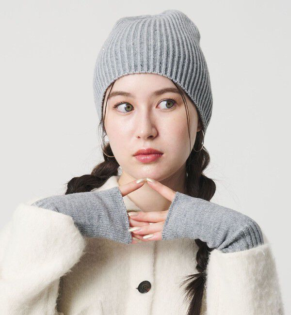 BEAUTY&YOUTH UNITED ARROWS「スパンコール リブ ニットキャプ」|ニット帽|MD.GRAY