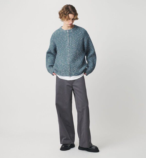 MONKEY TIME「スラブ クルーネック ジップ カーディガン」|カーディガン|