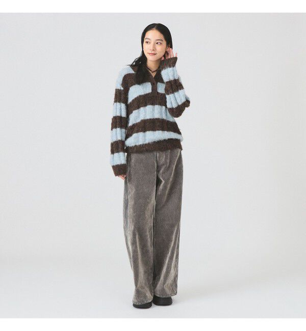 Ray BEAMS 「ワイド ボーダー ポロ ニット」|ニット・セーター|