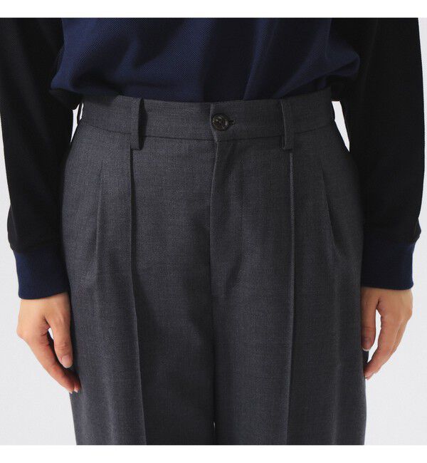 BEAMSBOY「ポリエステル ウール ツープリーツ ワイドパンツ」|チノ|