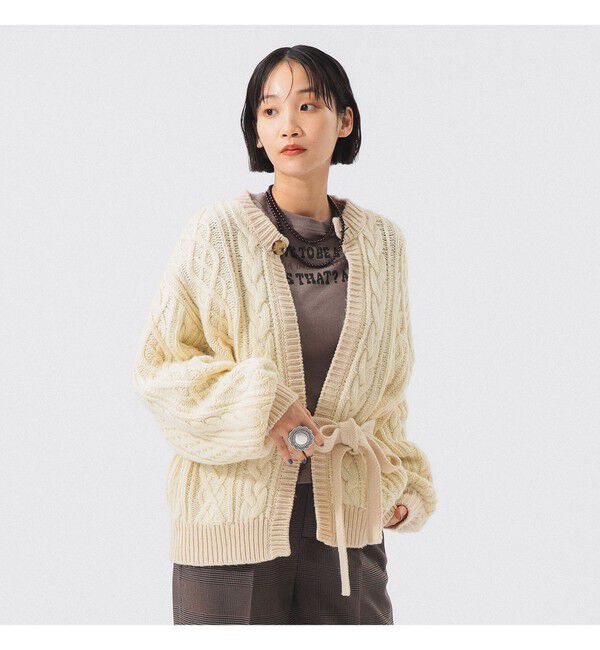 BEAMSBOY「3ゲージ 2トーン アラン カーディガン」|ニット・セーター|