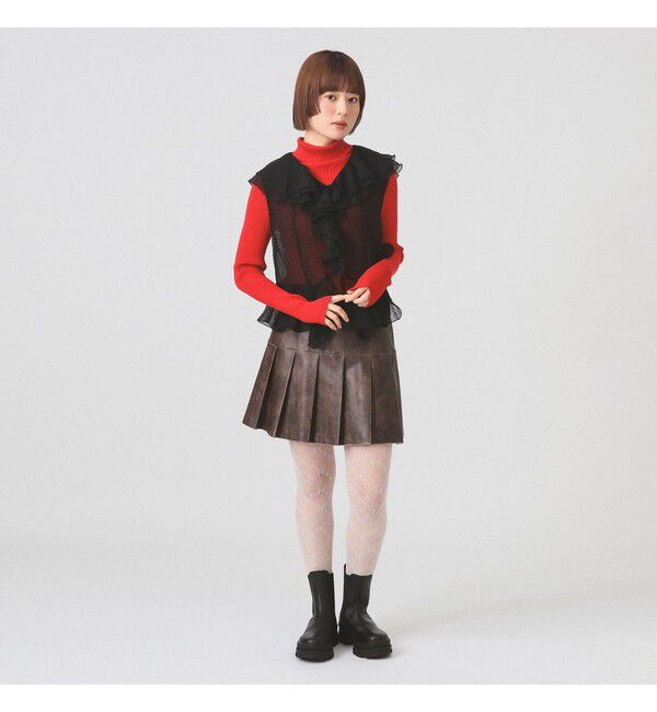 Ray BEAMS 「ラッフルカラー ノースリーブ ブラウス」|シャツ・ブラウス|