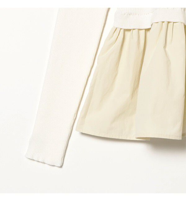 Ray BEAMS 「リブ ギャザー キリカエ クルーネック トップス」|ニット・セーター|