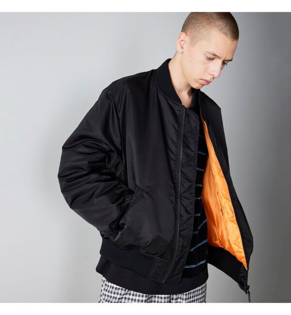 BEAMS「リラックスフィット THERMOLITE(R) MA-1 （撥水）」|ブルゾン・スタジャン|BLACK