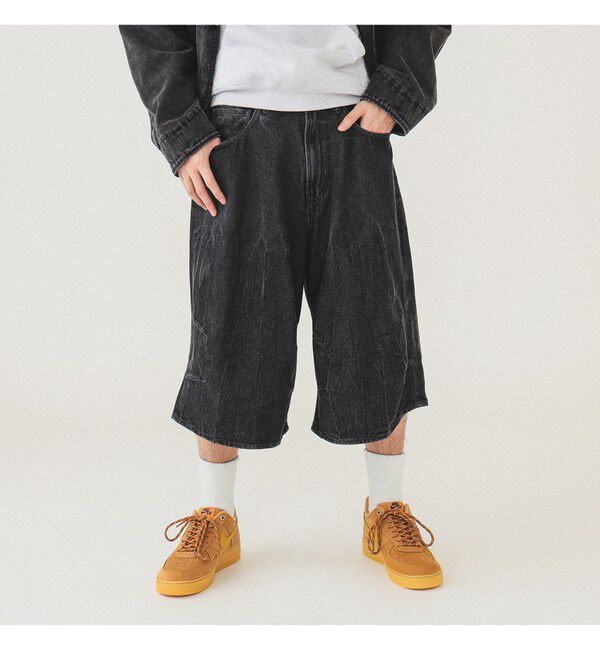 BEAMS「5ポケット クウォーターレングス ワイドデニム」|デニム|