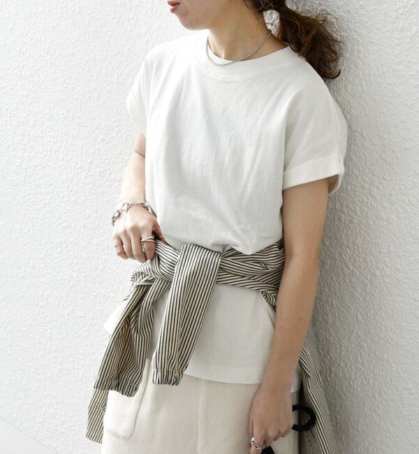 SHIPS any「SHIPS any:〈抗菌防臭/洗濯機可能〉USAコットン フレンチスリーブ TEE」|Tシャツ・カットソー|