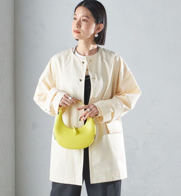 SHIPS for women「〈撥水加工/手洗い可能〉綿 ナイロン ギャバ ノーカラー ミディ コート 24SS ◇」|ノーカラーコート|