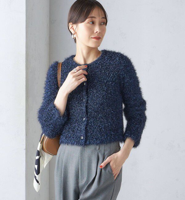 SHIPS for women「〈手洗い可能〉ラメ ニット 配色 カーディガン」|カーディガン|