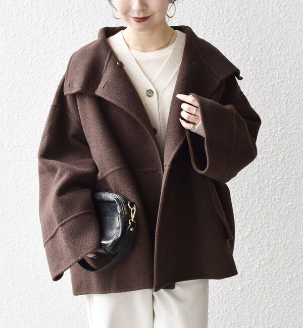 SHIPS any「【WEB限定】SHIPS any: リバー スタンドカラー ポンチョ ショート コート」|その他|