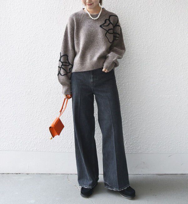 SHIPS for women「【WEB限定】〈手洗い可能〉ジャカード フラワー ニット プルオーバー」|ニット・セーター|