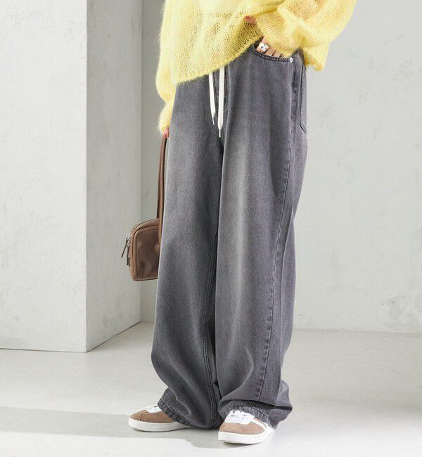 SHIPS for women「〈洗濯機可能〉ドロスト イージー デニム パンツ(ダークグレー)」|デニム|