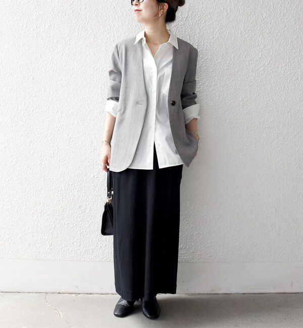 SHIPS any「SHIPS any:〈洗濯機可能〉ウーステッド Vネック ノーカラー ジャケット」|ノーカラージャケット|