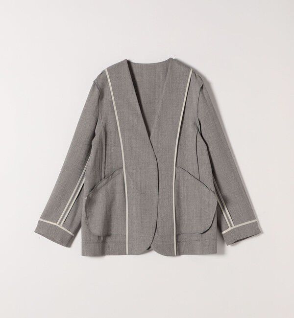 SHIPS any「SHIPS any:〈洗濯機可能〉ウーステッド Vネック ノーカラー ジャケット」|ノーカラージャケット|