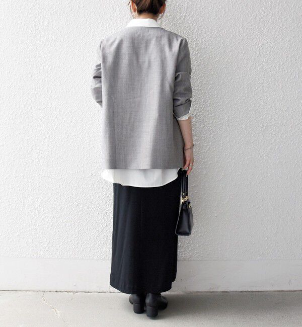 SHIPS any「SHIPS any:〈洗濯機可能〉ウーステッド Vネック ノーカラー ジャケット」|ノーカラージャケット|