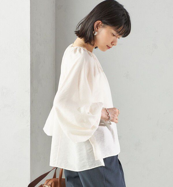SHIPS for women「〈手洗い可能〉シアー バンブー ギャザー ブラウス」|シャツ・ブラウス|