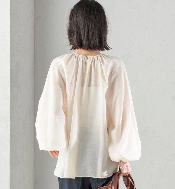 SHIPS for women「〈手洗い可能〉シアー バンブー ギャザー ブラウス」|シャツ・ブラウス|