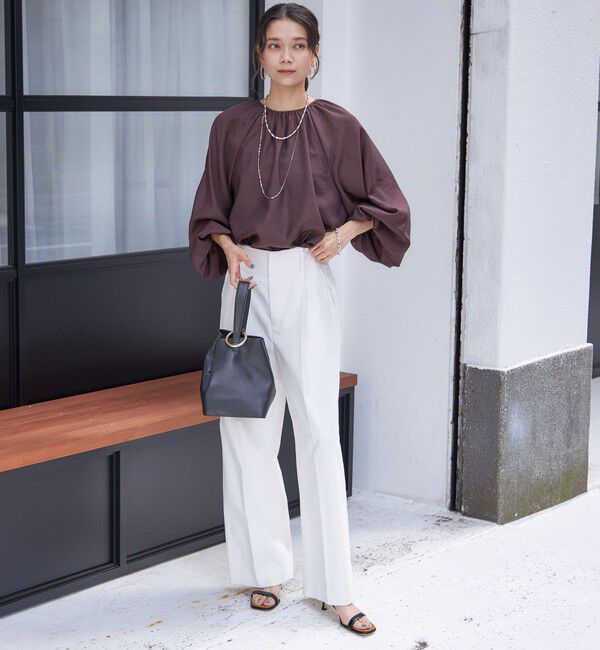 SHIPS for women「〈手洗い可能〉シアー バンブー ギャザー ブラウス」|シャツ・ブラウス|