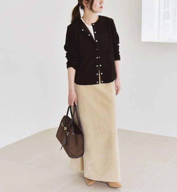 quaranciel「quaranciel:〈洗濯機可能〉ポリエステル スエード フレア マキシ スカート」|スカート|