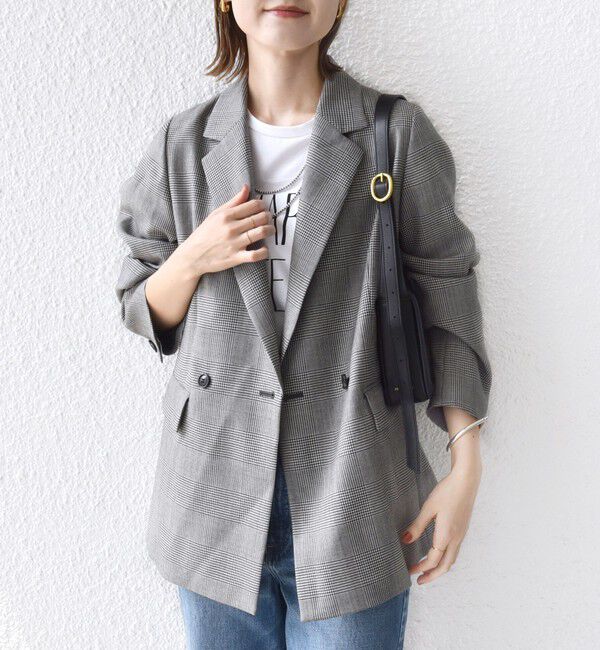 SHIPS for women「〈手洗い可能〉ウォッシャブル ウール チェック ダブル ジャケット」|テーラードジャケット|