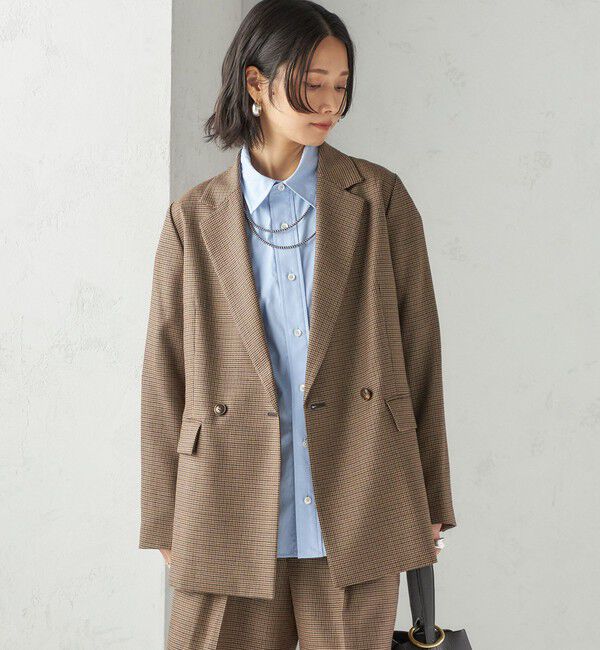 SHIPS for women「〈手洗い可能〉ウォッシャブル ウール チェック ダブル ジャケット」|テーラードジャケット|
