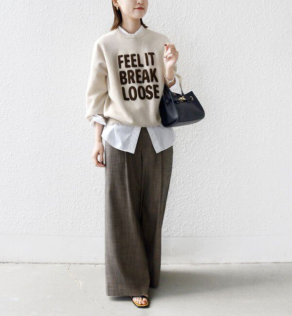 SHIPS for women「【WEB限定】〈手洗い可能〉サガラ 刺繍 ロゴ ニット プルオーバー」|ニット・セーター|