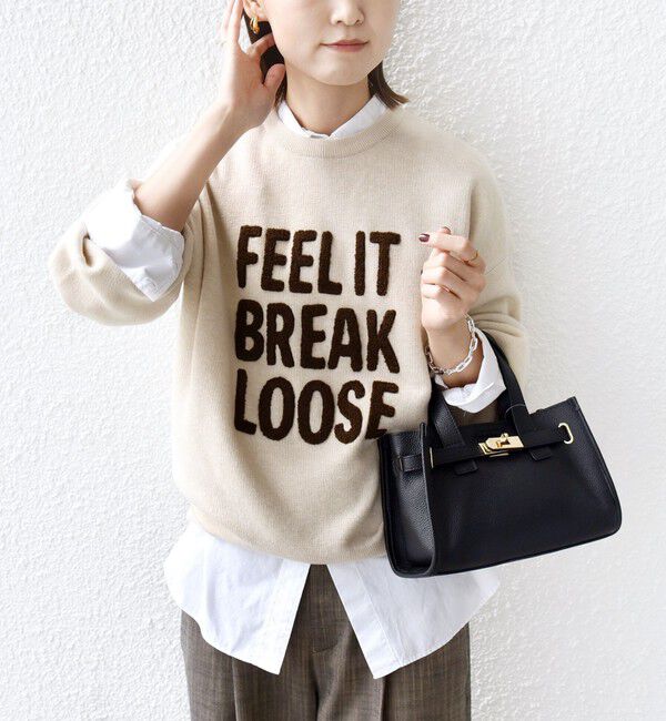 SHIPS for women「【WEB限定】〈手洗い可能〉サガラ 刺繍 ロゴ ニット プルオーバー」|ニット・セーター|