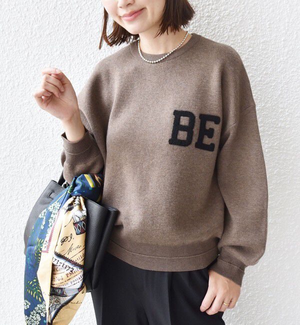 SHIPS for women「【WEB限定】〈手洗い可能〉サガラ 刺繍 ロゴ ニット プルオーバー」|ニット・セーター|