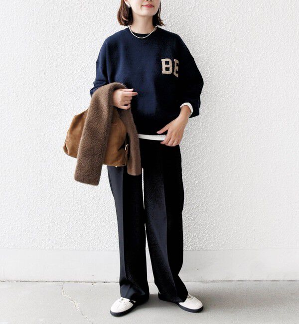 SHIPS for women「【WEB限定】〈手洗い可能〉サガラ 刺繍 ロゴ ニット プルオーバー」|ニット・セーター|