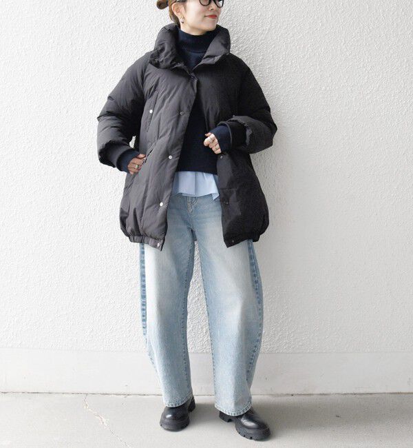 SHIPS any「SHIPS any: ナイロン スタンドカラー ダウン コクーン コート」|ダウン|