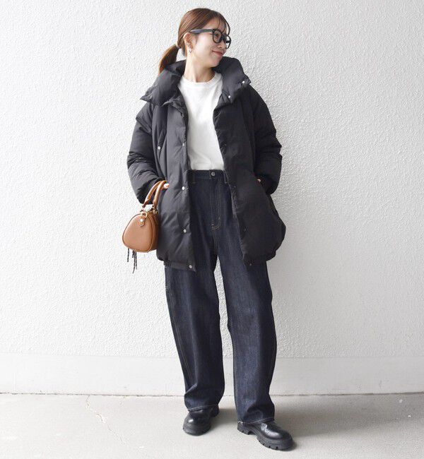 SHIPS any「SHIPS any: ナイロン スタンドカラー ダウン コクーン コート」|ダウン|